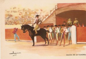 Bullfighting. Salida de la Cuadrilla  Old vintage Spanish, artist drawn,  post