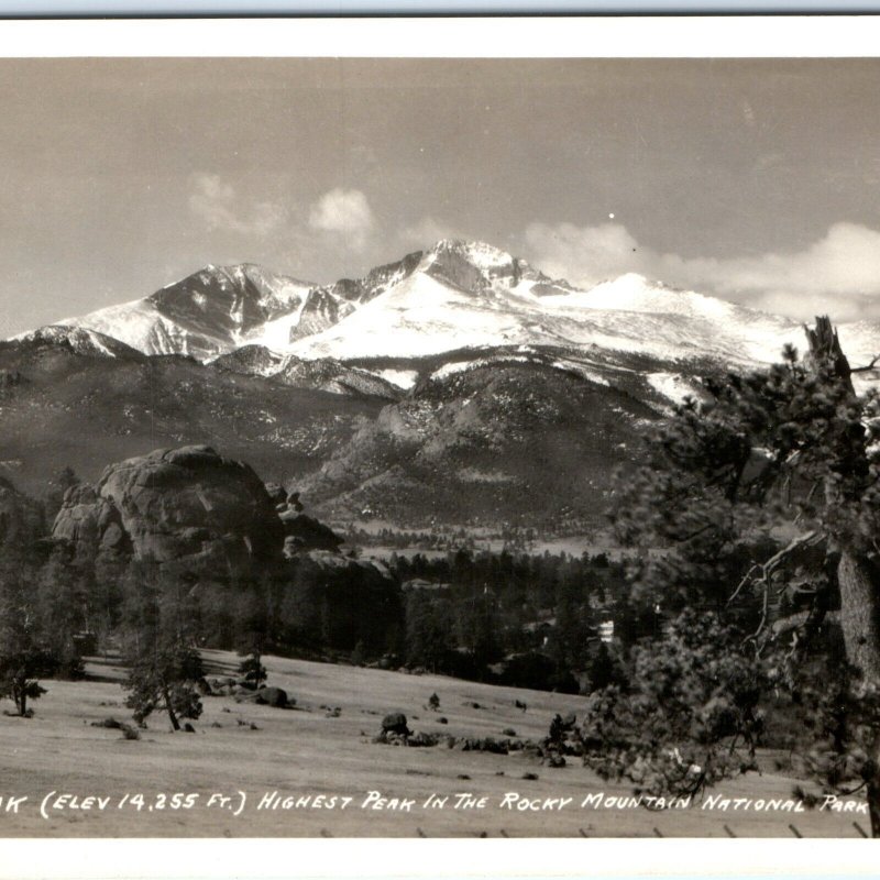 c1940s Longs Peak CO RPPC Long Rocky Mountain Range Rare Real Photo Sanborn A114