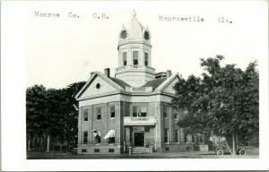 RPPC Monroe County Courthouse Monroeville Alabama AL UNP Postcard G16 