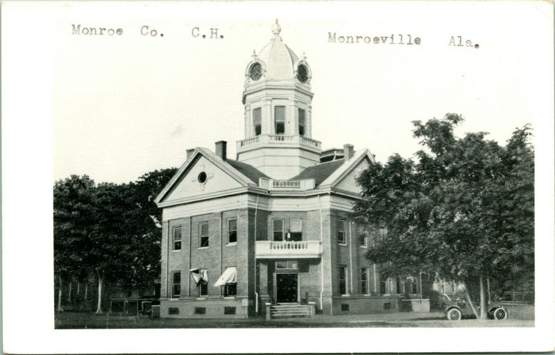 RPPC Monroe County Courthouse Monroeville Alabama AL UNP Postcard G16