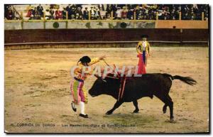 Postcard Old Bulls Bullfight Race Banderillas