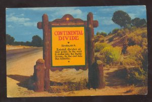 CONTINENTAL DIVIDE SIGN ROUTE 66 NEW MEXICO VINTAGE POSTCARD