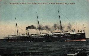 Fort William Ontario ON Steamer Steamship S.S. Manitoba c1910 Vintage Postcard