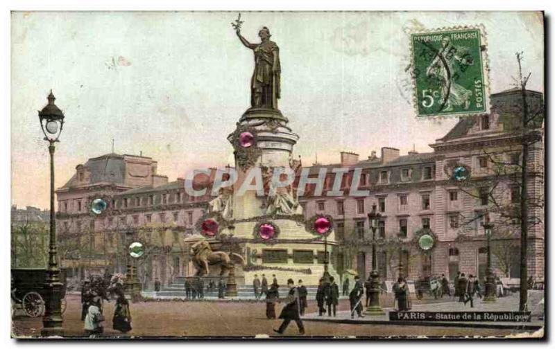 Old Postcard Paris Statue of the Republic (bright)