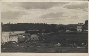 Loudville Postal Cancel Lincoln County Maine Harbor & Bldgs Real Photo Postcard