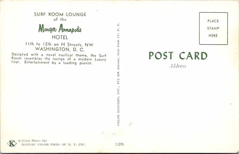 Postcard RESTAURANT SCENE Washington DC AO5925