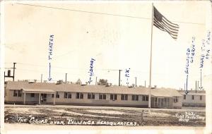 D56/ Billings Montana Mt Real Photo RPPC Postcard 1942 Flag Colors Headquarters