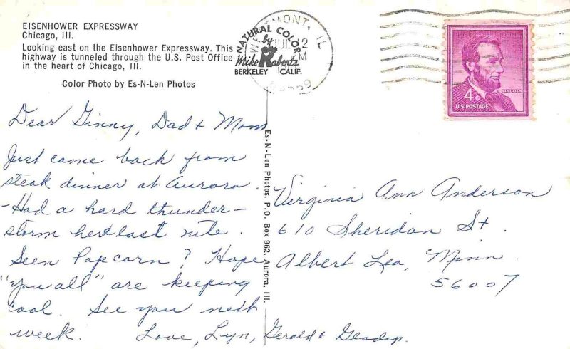 Eisenhower Expressway Chicago Illinois 1967 postcard