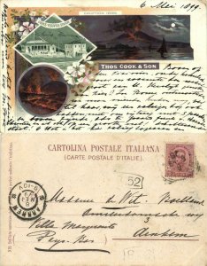 italy, NAPOLI, Cook's Vesuvius Station (1899) Thos Cook & Son Litho Postcard