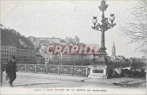 Postcard Old Lyon Ainay Bridge and the Coteau de Fourviere