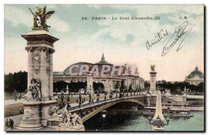 Old Postcard Paris Alexandre III bridge