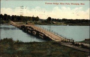Winnipeg Manitoba MB Pontoon Bridge River Park c1910 Vintage Postcard