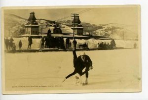 No Conway NH Skaters Railroad Depot RPPC Postcard