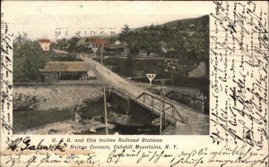 Haines Falls Corners New York NY U&D Otis Incline RR Railroad Station Postcard