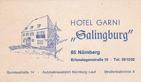 GERMANY NUERNBERG HOTEL GARNI GALINGBURG VINTAGE LUGGAGE LABEL