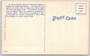 c1940s Daytona Beach, FL St. Paul's Catholic Church Chapel Cathedral Linen A234