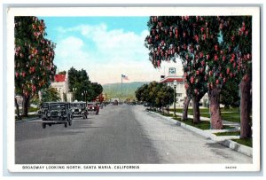 c1940s Broadway Looking North Santa Maria California CA Unposted Trees Postcard