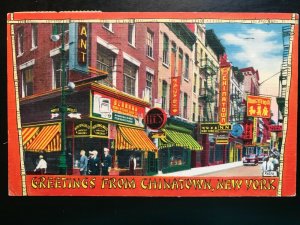 Vintage Postcard 1954 Greetings from Chinatown New York