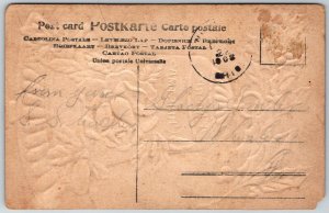 Merry Christmas 1908 Embossed Airbrushed Postcard Bell Roses