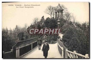 Postcard Old Paris Buttes Chaumont The Suspension Bridge