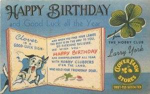 1945 Advertising Happy Birthday Clover Farm Stores Postcard undivided 21-13044