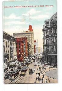 New York City NY Postcard 1901-1907 Broadway Looking North From Post Office