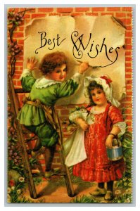 Best Wishes Postcard ©1982 Merrimack Publishing Corp. Vintage Victorian