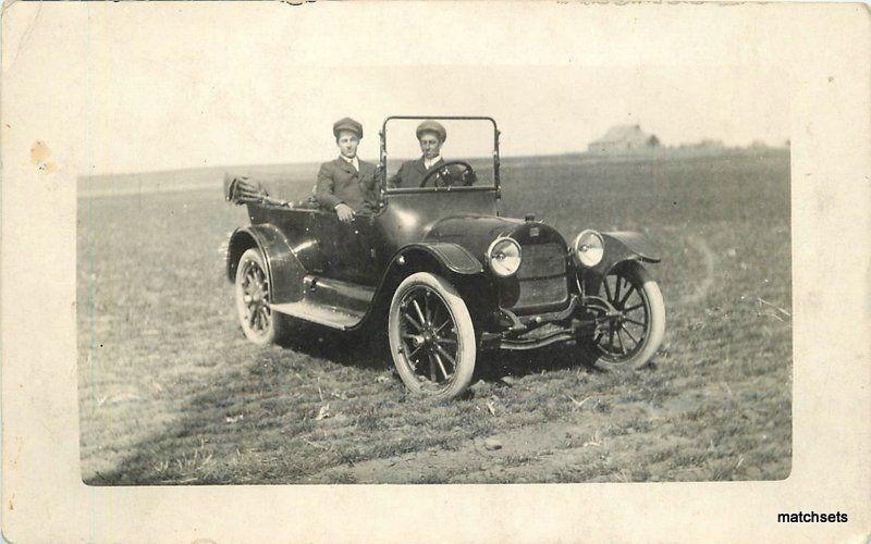 Auto on Plains proud owner C-1915 RPPC Real photo postcard 9445