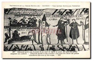 Old Postcard Mathilde Bayeux Tapestry of Queen Edward speaks to men of his court