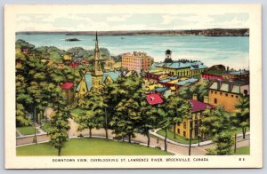 Downtown View Overlooking St. Lawrence River Brockville Canada Postcard