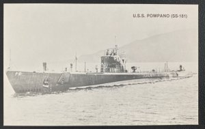 Mint Usa Real Picture Postcard USS Pompano SS 181