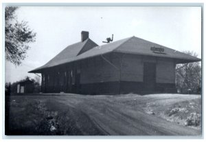 c1960's Delmar Iowa IA Vintage Antique Train Depot Station RPPC Photo Postcard