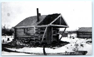 RPPC FAIRBANKS, AK Alaska ~ Rustic LOG CABIN (1909) c1970s Repro Postcard