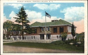 Fishers Island Long Island New York NY Public School c1920 Postcard