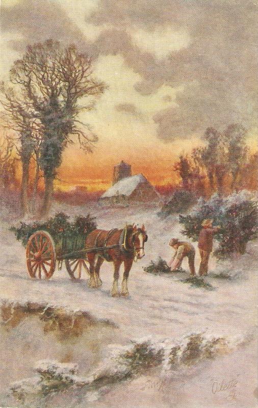F.W.Hayes.. Scene with horse Tuck Oilette White Winter Ser. PC # 8759