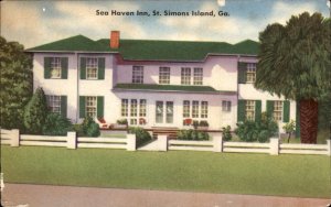 St Simons Island Georgia Sea Haven Inn c1930-50s Vintage Postcard