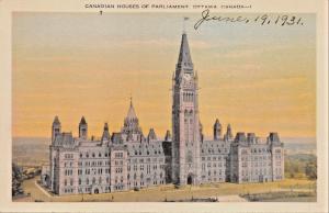 OTTAWA ONTARIO CANADA~CANADIAN HOUSES OF PARLIAMENT POSTCARD 1931