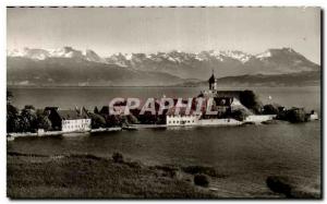 Old Postcard Wasserburg am Bodensee und mit Osterreicher Schweizer Alpen