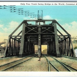 c1940s Conneaut Harbor, OH Pivot Swing Bridge 1913 Hulett Coal Ore Unloader A220