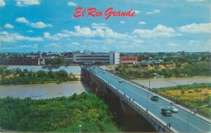 Nuevo Laredo Mexico Rio Grande River & Bridge, Cars 1967 Chrome Postcard