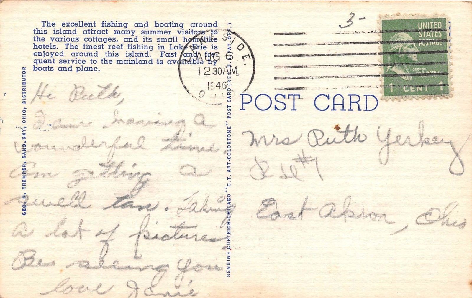 Ohio Postcard 1946 Linen KELLEYS ISLAND Boat Landing 