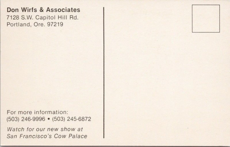 Don Wirfs & Associates Antique & Collectible Sales 1987 Schedule AD Postcard F95