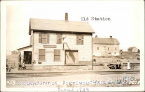 Portsmouth Rhode Island RI RR Train Station Depot Real Photo Postcard