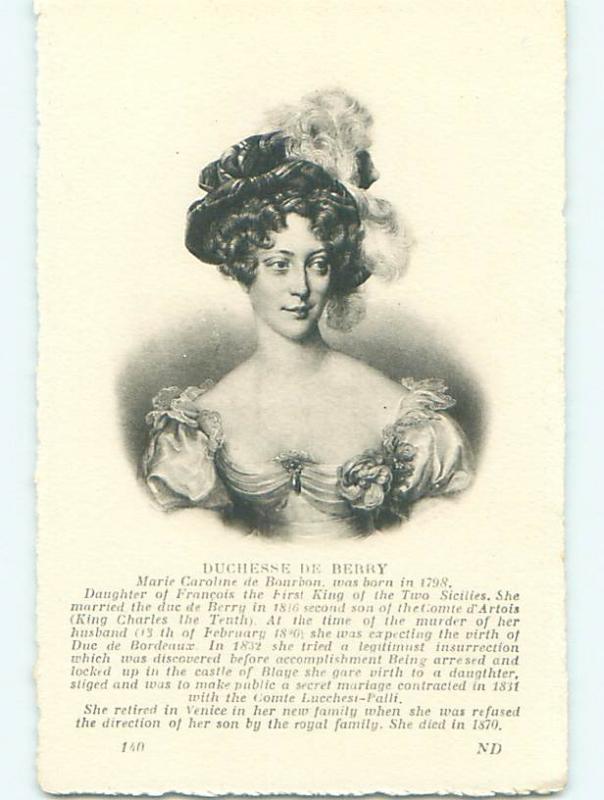 Unused Divided-Back SICILIY - ITALY ROYALTY - DUCHESSE DE BERRY r2255