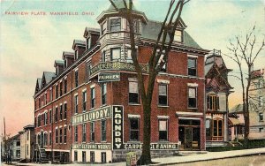 c1909 Postcard; Mansfield OH Fairview Flats Union Laundry & Capet Cleaning Works