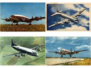 AVIATION COMMERCIAL AIRCRAFT Incl. AIR FRANCE 12 Vintage Postcards (L4220)