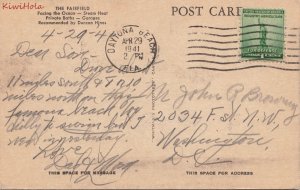 Postcard The Fairfield Hotel Daytona Beach FL 1941