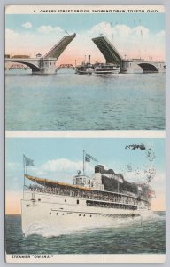 Transportation~Cherry Street Bridge & Draw Toledo Ohio~Vintage Postcard