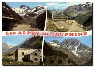 Modern Postcard The Alps of Dauphine Temple Ecrins refuge and bans the Refuge...