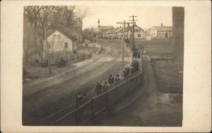 Dayville Killingly Connecticut CT People Walking/Bldgs Real Photo Postcard